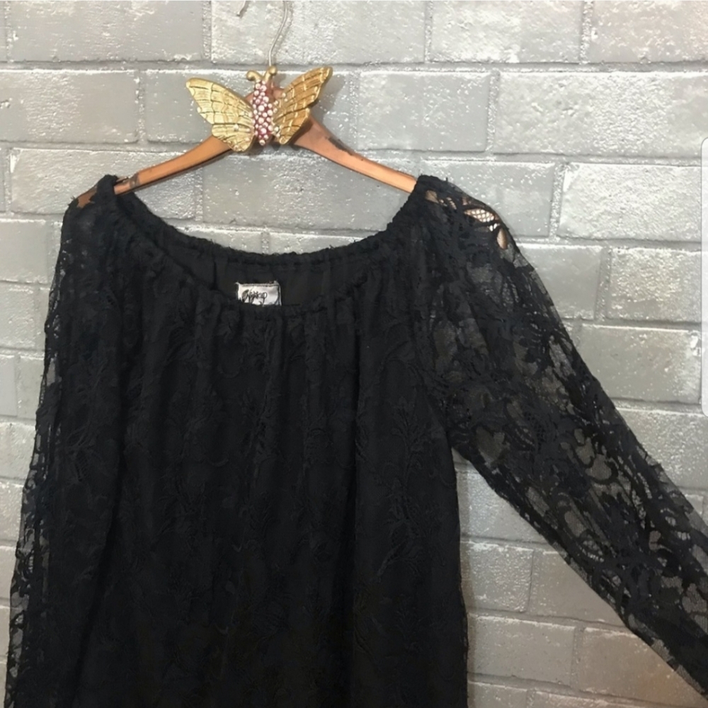 nightcap // black lace long sleeve minidress 3 m/l